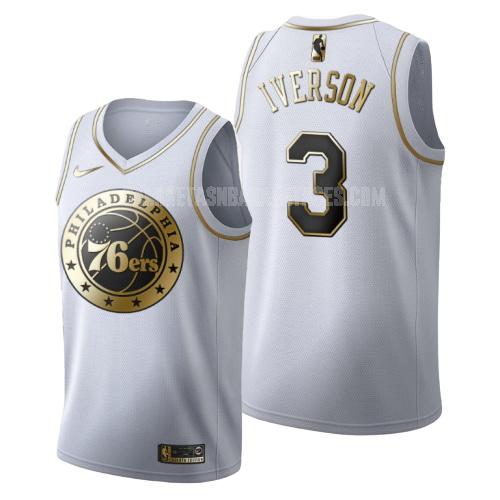 camiseta allen iverson de la philadelphia 76ers 3 blanco edición dorada hombres
