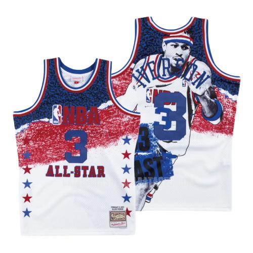 camiseta allen iverson de la philadelphia 76ers 3 blanco nba all-star fashion hombres