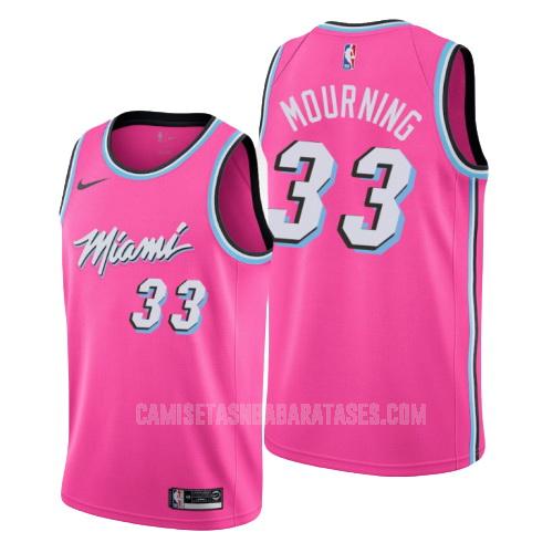 camiseta alonzo mourning de la miami heat 33 rosa edición earned hombres