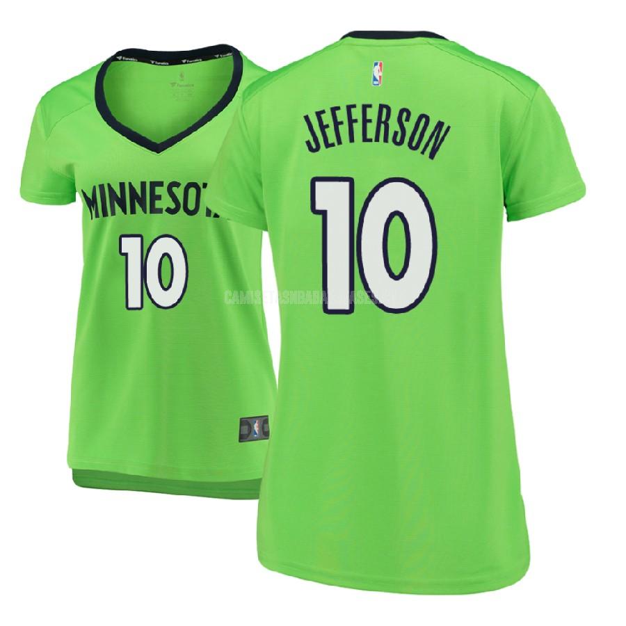 camiseta amile jefferson de la minnesota timberwolves 11 verde statement mujer 2017-18