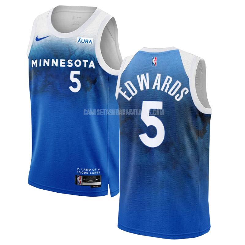 camiseta anthony edwards de la minnesota timberwolves 5 azul city edition hombre 2023-24