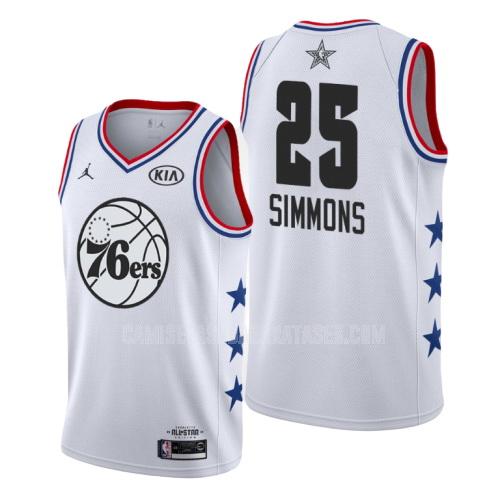 camiseta ben simmons de la philadelphia 76ers 25 blanco nba all-star hombres 2019