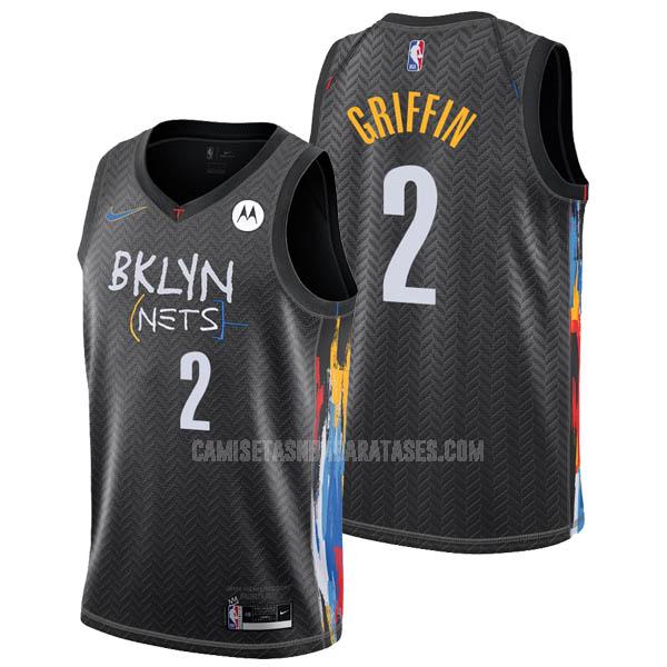 camiseta blake griffin de la brooklyn nets 2 negro city edition hombres 2021