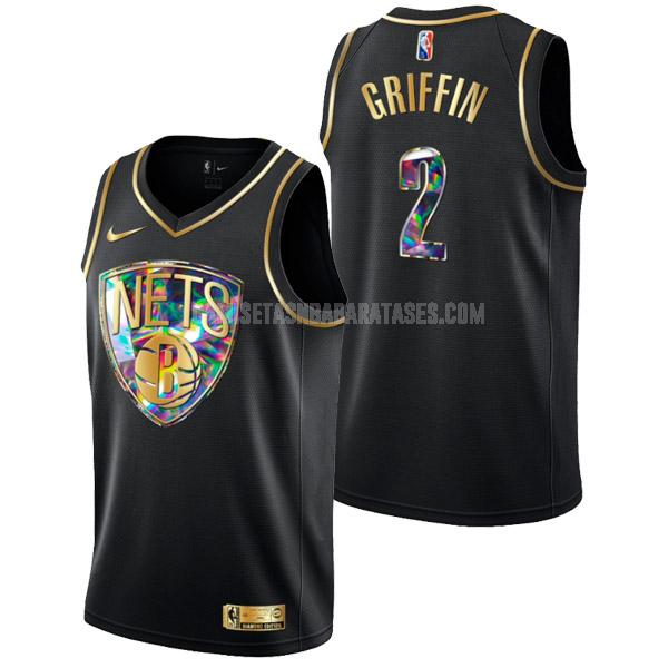 camiseta blake griffin de la brooklyn nets 2 negro golden edition diamond logo hombres 2022