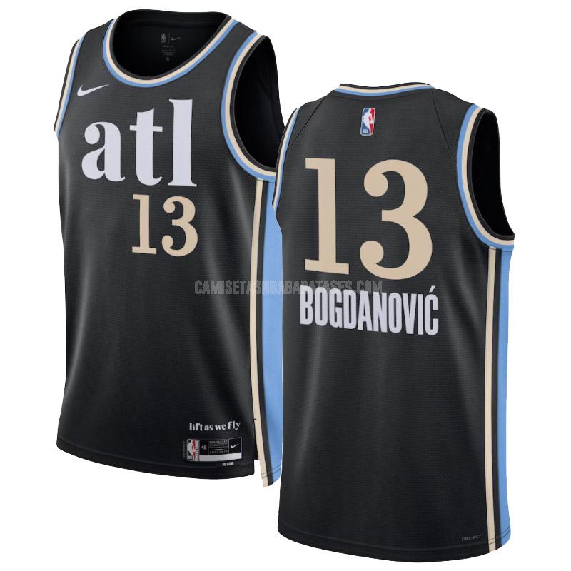 camiseta bogdan bogdanovic de la atlanta hawks 13 negro city edition hombre 2023-24