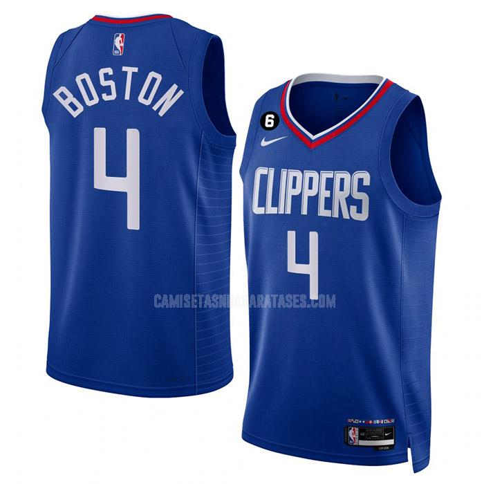 camiseta brandon boston jr de la los angeles clippers 4 azul icon edition hombres 2022-23