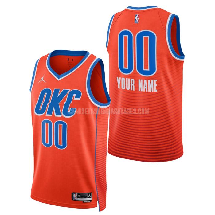 camiseta custom de la oklahoma city thunder naranja statement edition hombre 2023