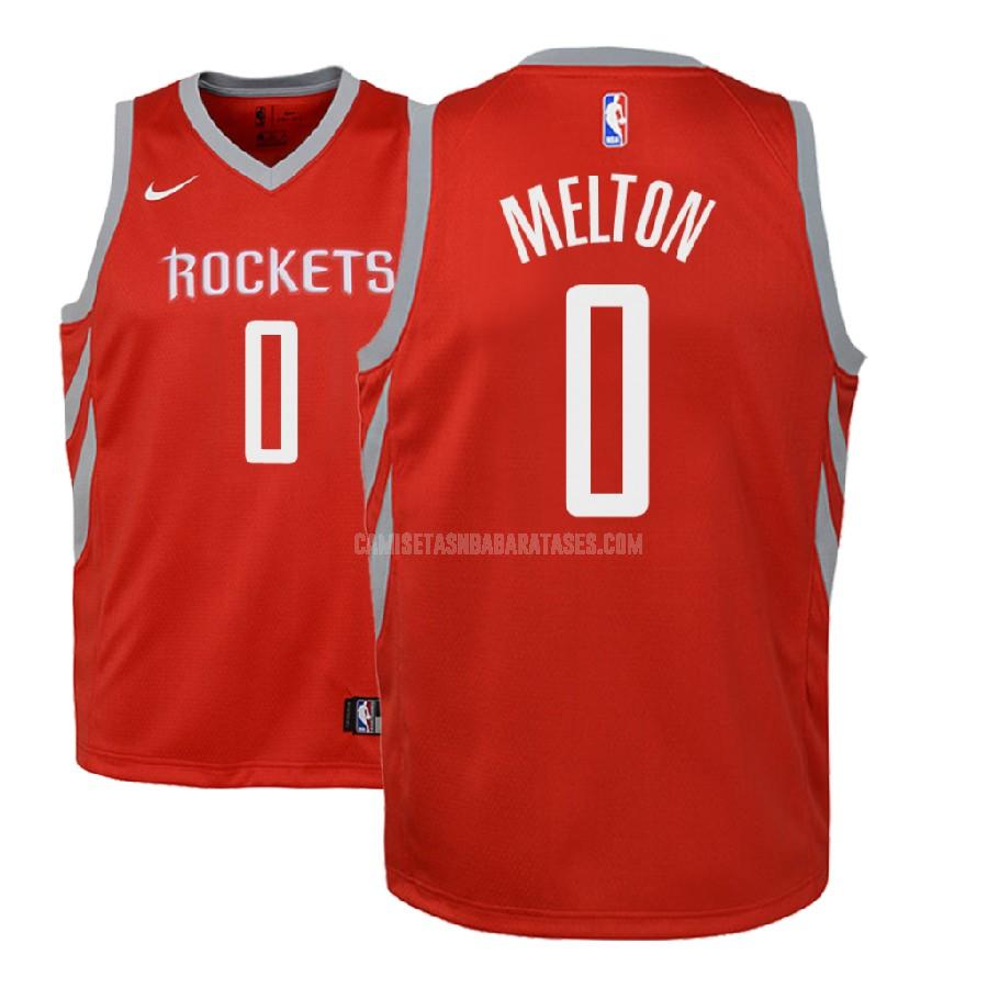 camiseta de'anthony melton de la houston rockets 0 rojo icon niños 2018 nba draft