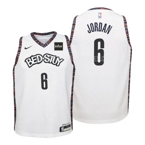 camiseta deandre jordan de la brooklyn nets 6 blanco edición city niños 2019-20