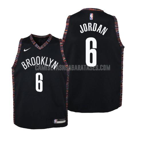 camiseta deandre jordan de la brooklyn nets 6 negro edición city niños