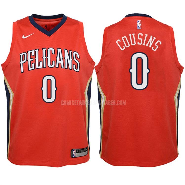 camiseta demarcus cousins de la new orleans pelicans 0 rojo icon niños 2017-18