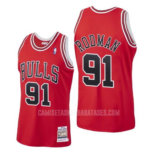 camiseta dennis rodman de la chicago bulls 91 rojo hardwood classics hombres 1997-98