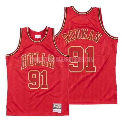 camiseta dennis rodman de la chicago bulls 91 rojo throwback hombres 2020