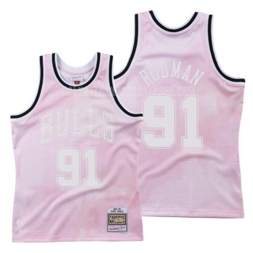 camiseta dennis rodman de la chicago bulls 91 rosa cielos nublados hombres