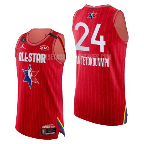 camiseta giannis antetokounmpo de la milwaukee bucks 24 rojo nba all-star hombres 2020