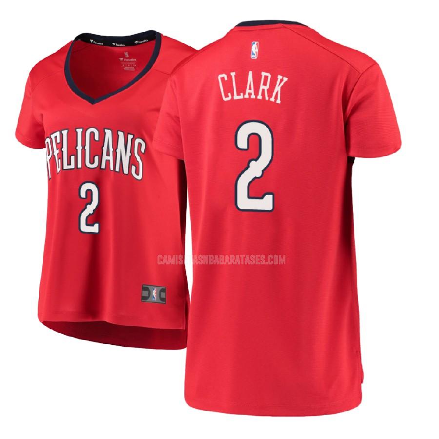camiseta ian clark de la new orleans pelicans 2 rojo statement mujer 2017-18