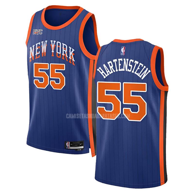 camiseta isaiah hartenstein de la new york knicks 55 azul city edition hombre 2023-24