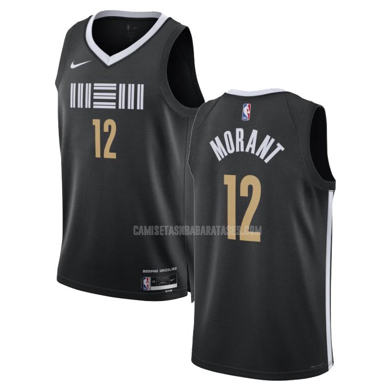 camiseta ja morant de la memphis grizzlies 12 negro city edition hombre 2023-24