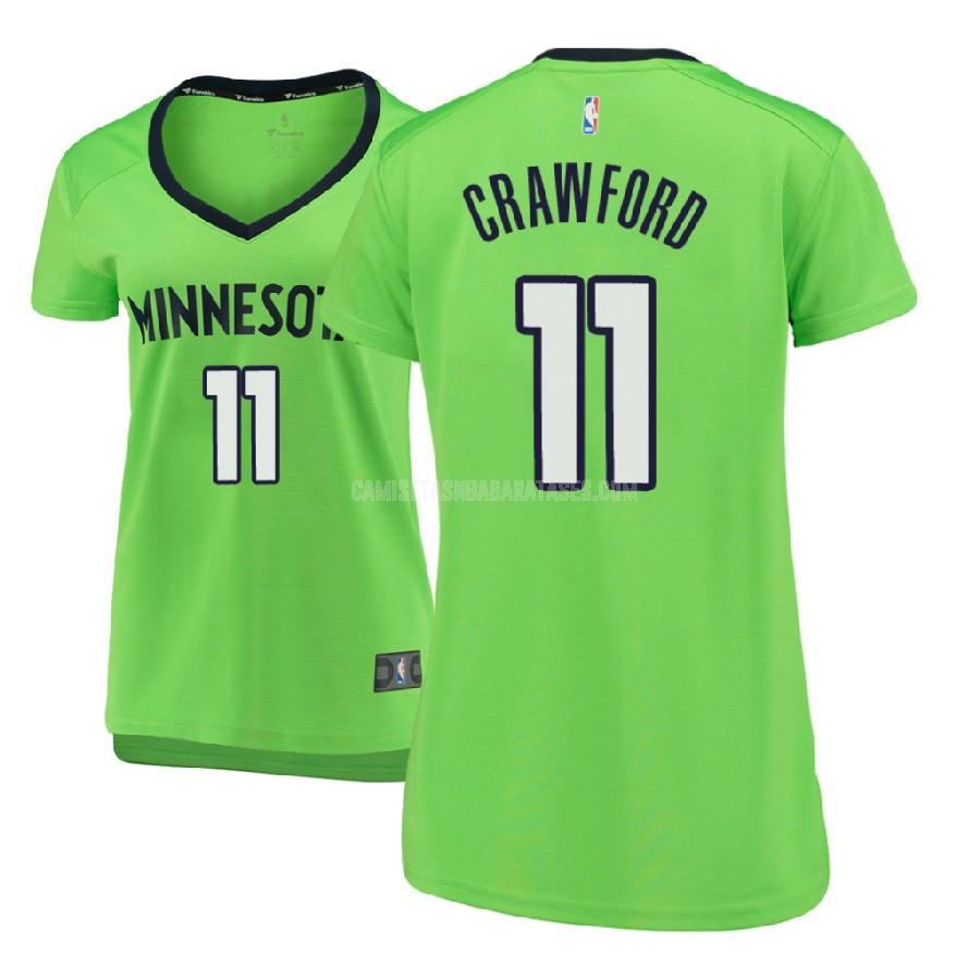 camiseta jamal crawford de la minnesota timberwolves 11 verde statement mujer 2017-18