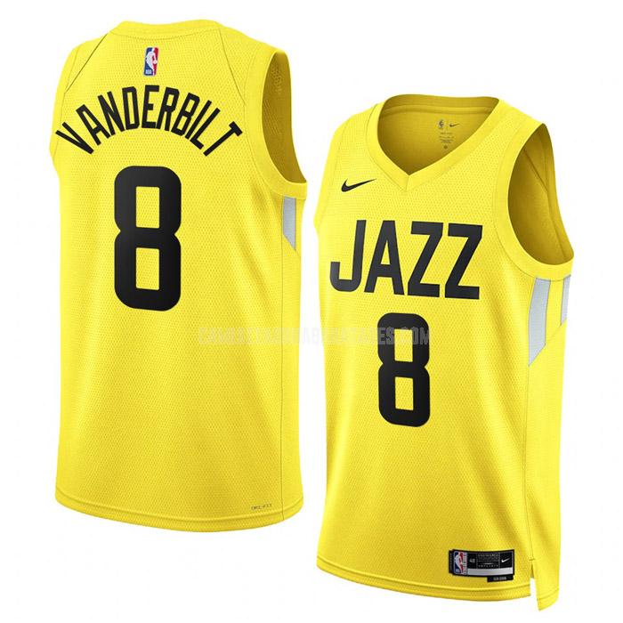 camiseta jarred vanderbilt de la utah jazz 8 amarillo icon edition hombres 2022-23