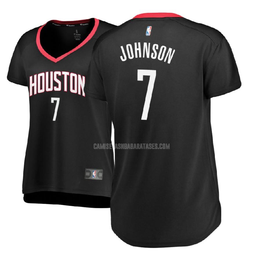 camiseta joe johnson de la houston rockets 7 negro statement mujer 2017-18