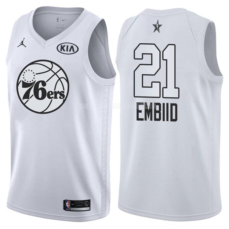 camiseta joel embiid de la philadelphia 76ers 21 blanco nba all-star hombres 2018
