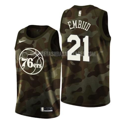 camiseta joel embiid de la philadelphia 76ers 21 camuflaje día conmemorativo hombres 2019
