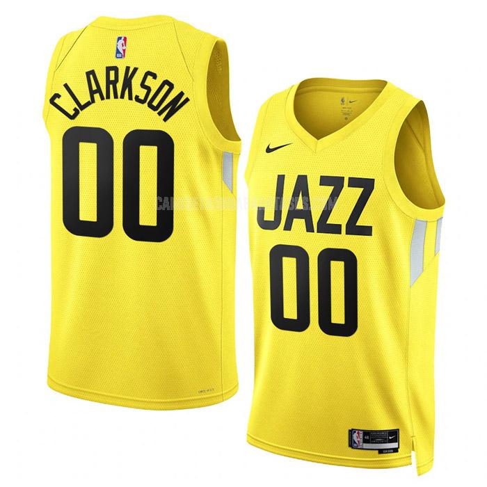 camiseta jordan clarkson de la utah jazz 0 amarillo icon edition hombres 2022-23
