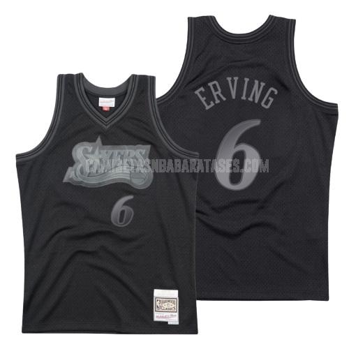 camiseta julius erving de la philadelphia 76ers 6 negro hardwood classics hombres