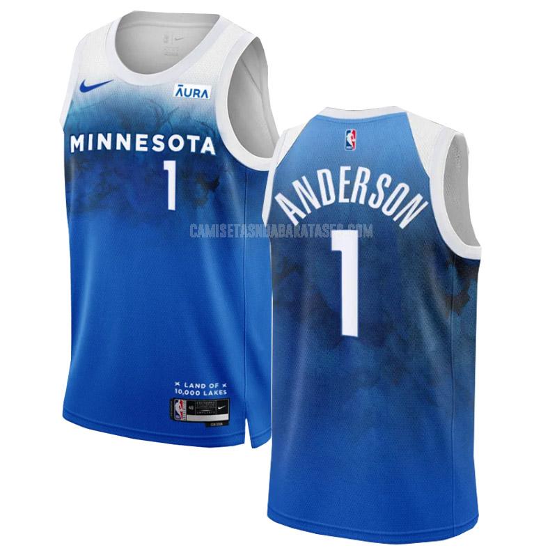 camiseta kyle anderson de la minnesota timberwolves 1 azul city edition hombre 2023-24