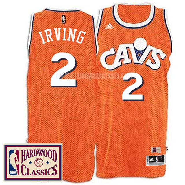 camiseta kyrie irving de la cleveland cavaliers 2 naranja hardwood classics hombres
