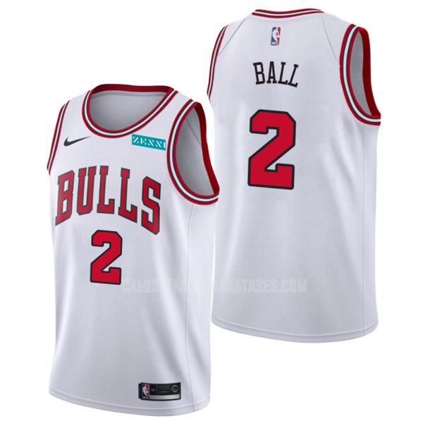 camiseta lonzo ball de la chicago bulls 2 blanco association edition hombres