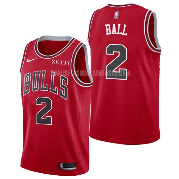 camiseta lonzo ball de la chicago bulls 2 rojo icon edition hombres