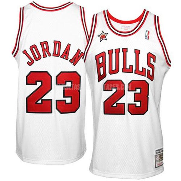 camiseta michael jordan de la chicago bulls 23 blanco throwback hombres 1998