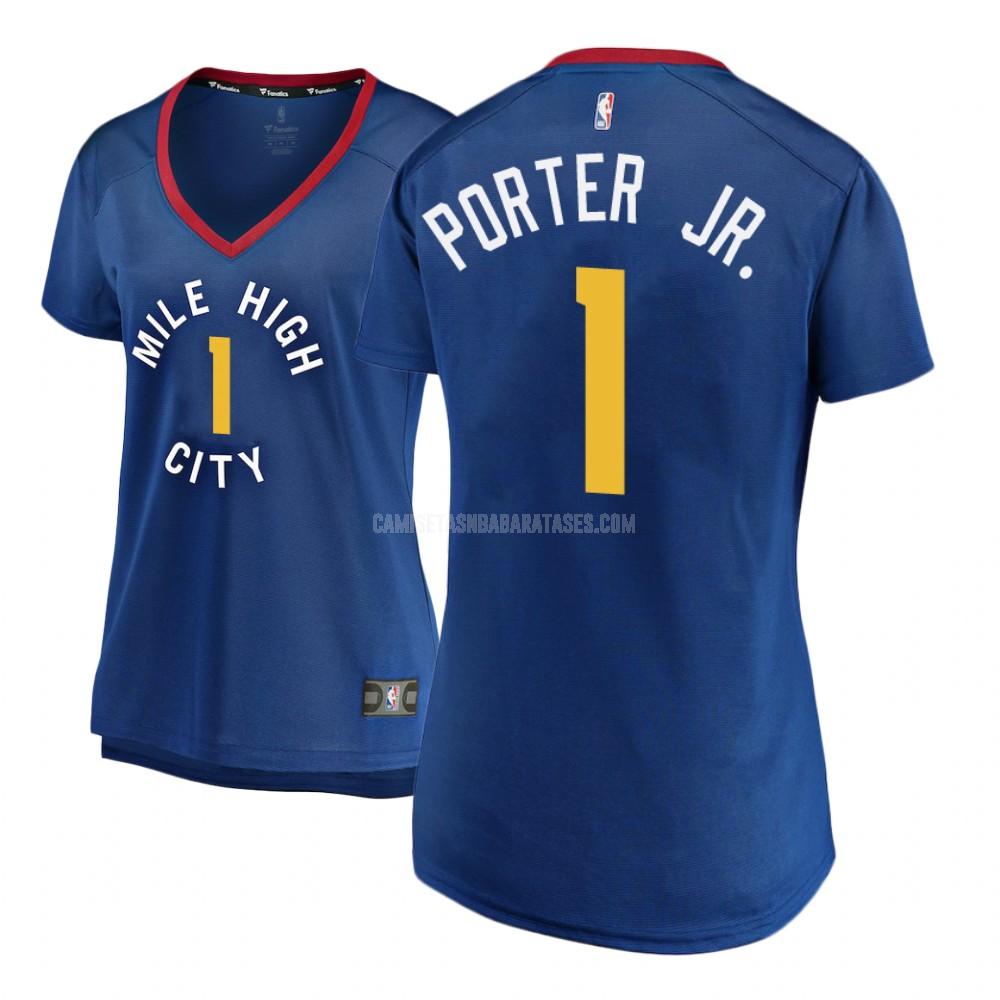 camiseta michael porter jr de la denver nuggets 1 azul statement mujer 2018-19