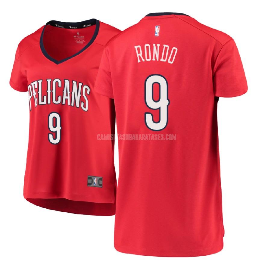 camiseta rajon rondo de la new orleans pelicans 9 rojo statement mujer 2017-18