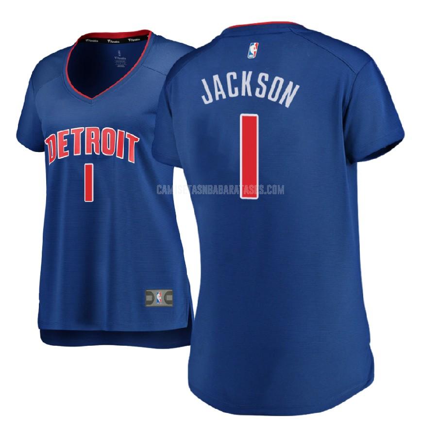camiseta reggie jackson de la detroit pistons 1 azul icon mujer 2017-18