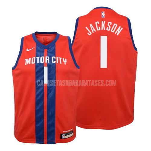 camiseta reggie jackson de la detroit pistons 1 rojo edición city niños 2019-20