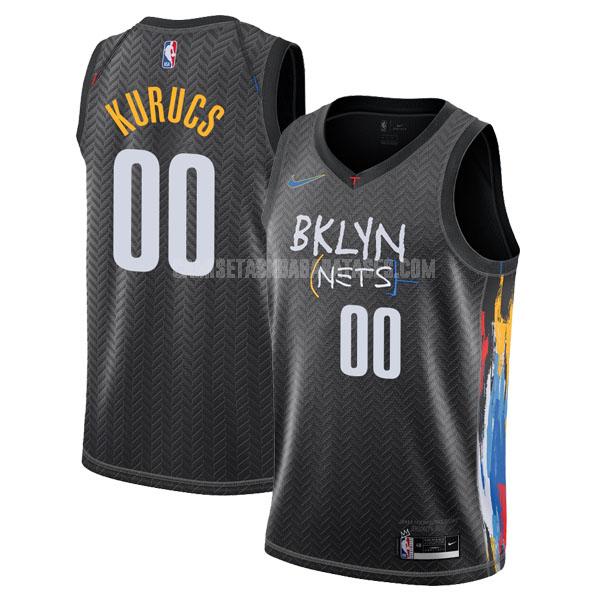camiseta rodions kurucs de la brooklyn nets 0 negro city edition hombres 2020-21