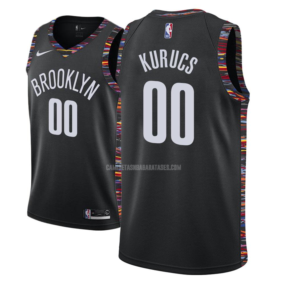 camiseta rodions kurucs de la brooklyn nets 0 negro edición city hombres