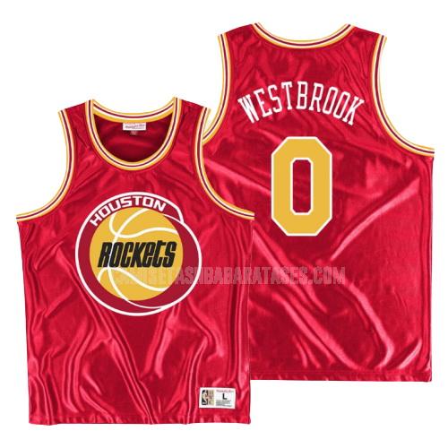 camiseta russell westbrook de la houston rockets 0 rojo deslumbrar hombres