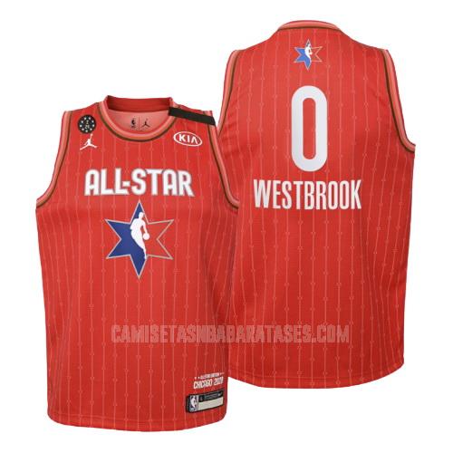 camiseta russell westbrook de la houston rockets 0 rojo nba all-star niños 2020