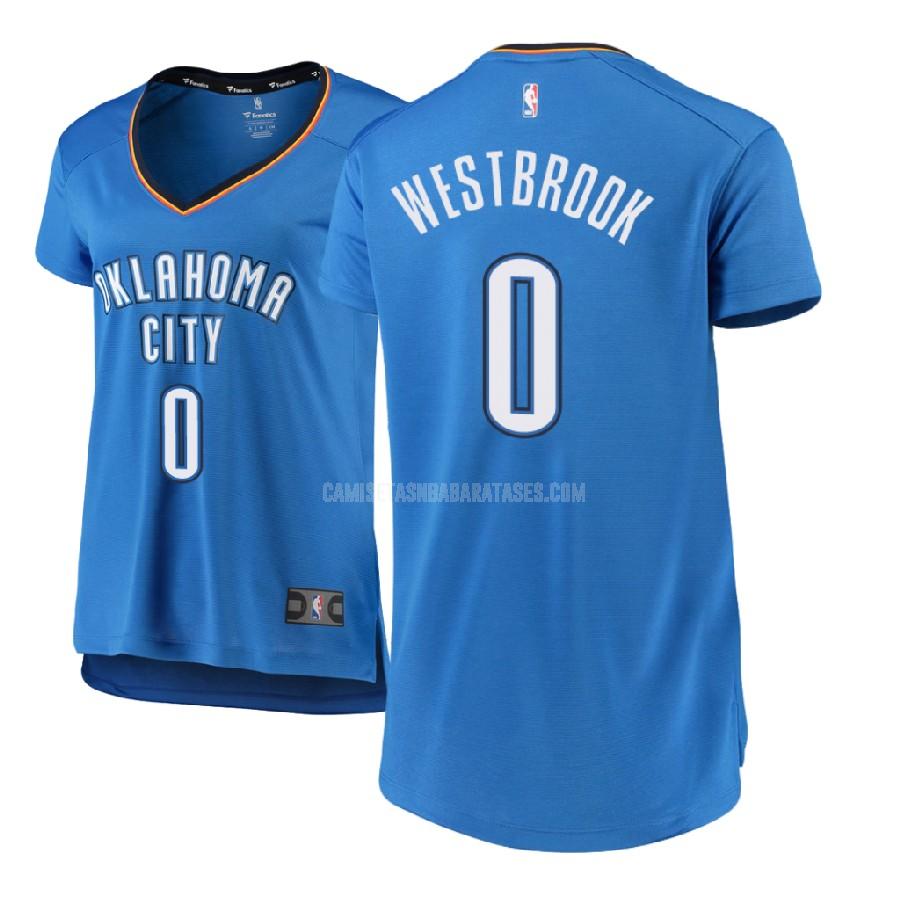 camiseta russell westbrook de la oklahoma city thunder 0 azul icon mujer 2017-18