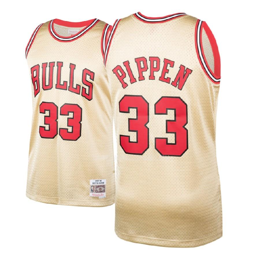 camiseta scottie pippen de la chicago bulls 33 color crema hardwood classics hombres 1997-98