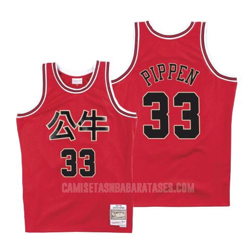 camiseta scottie pippen de la chicago bulls 33 rojo año nuevo chino hombres