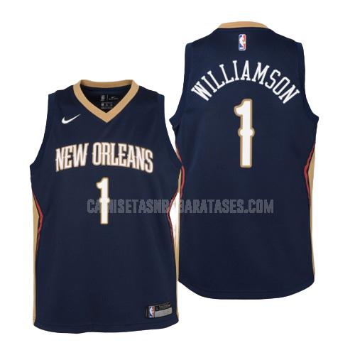 camiseta zion williamson de la new orleans pelicans 1 azul marino icon niños