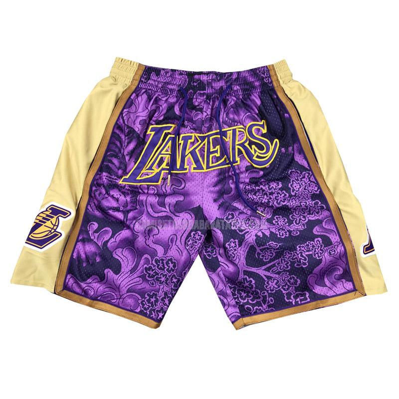 pantalones cortos de baloncesto de la los angeles lakers púrpura tiger year edition 2023