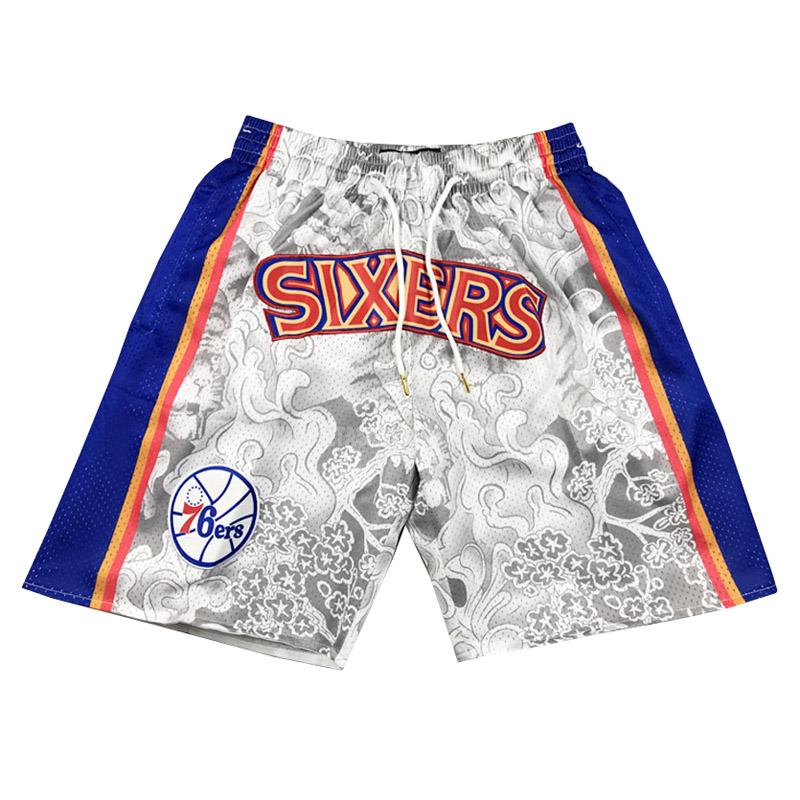 pantalones cortos de baloncesto de la philadelphia 76ers gris tiger year edition 2023
