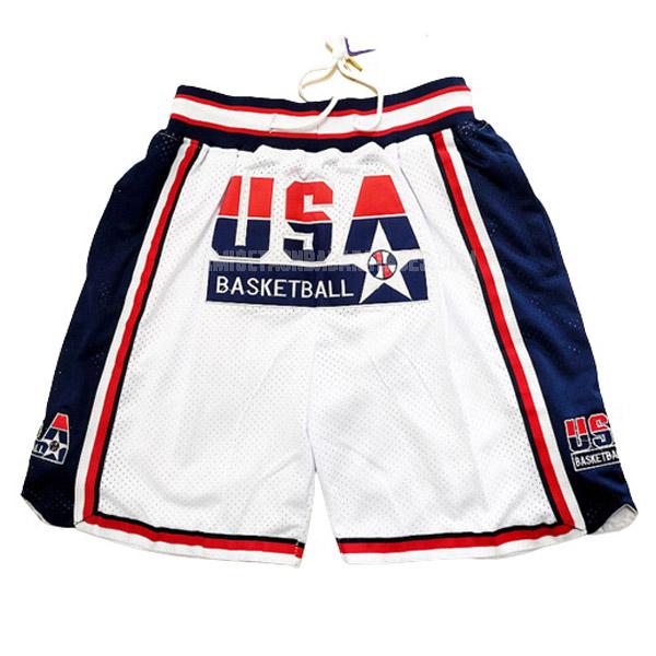 pantalones cortos de la usa team blanco hombres 1992