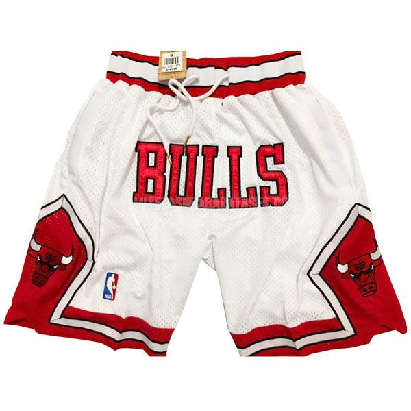 pantalones cortos nba de la chicago bulls blanco just don bolsillo-bordado